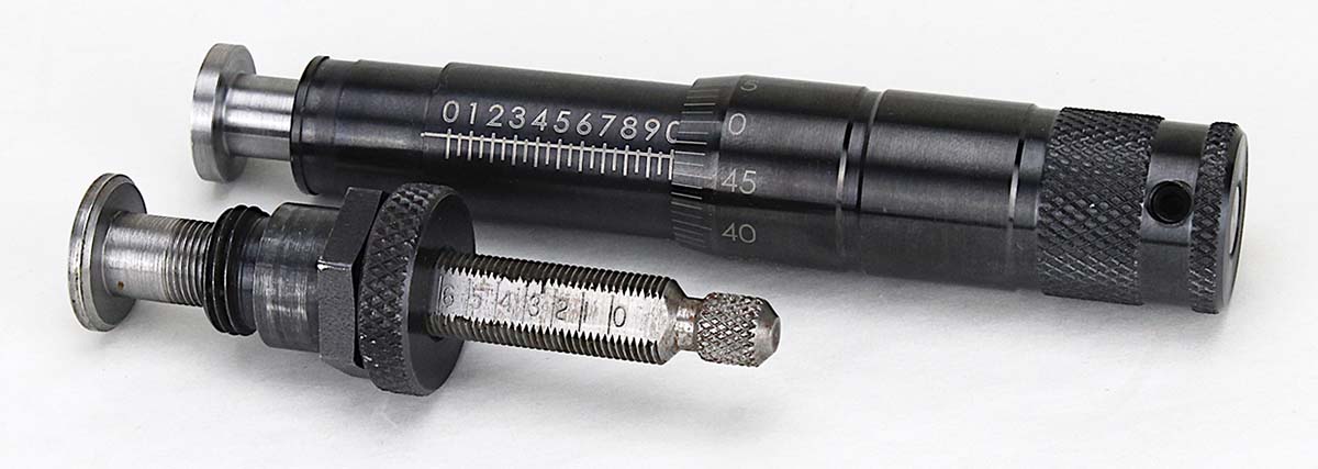 Using 1,300 repeatable, recordable settings, the UPM-3’s Micrometer Screw Assembly (top) is a major improvement over the 40 settings of the Uniflow (bottom) version.